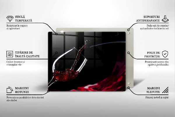 Szklana deska do krojenia Kieliszek czerwone wino