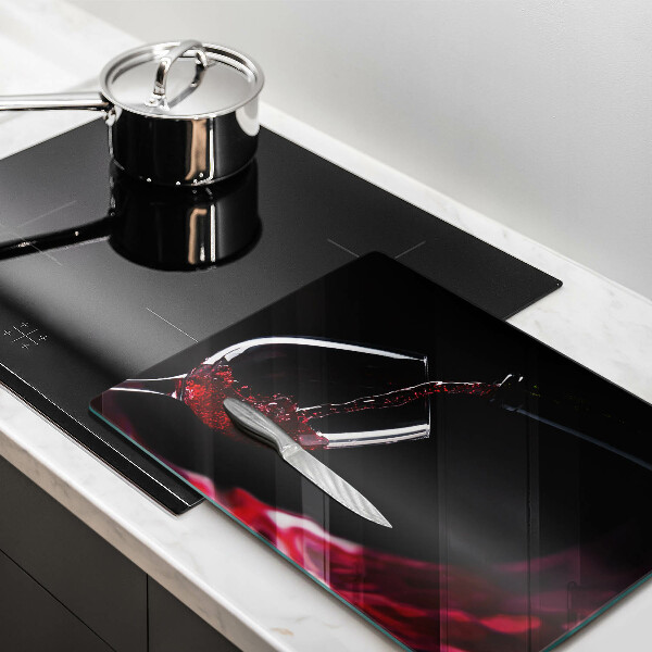 Szklana deska do krojenia Kieliszek czerwone wino