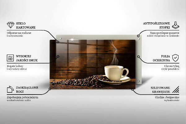 Szklana deska do krojenia Filiżanka kawy drewno