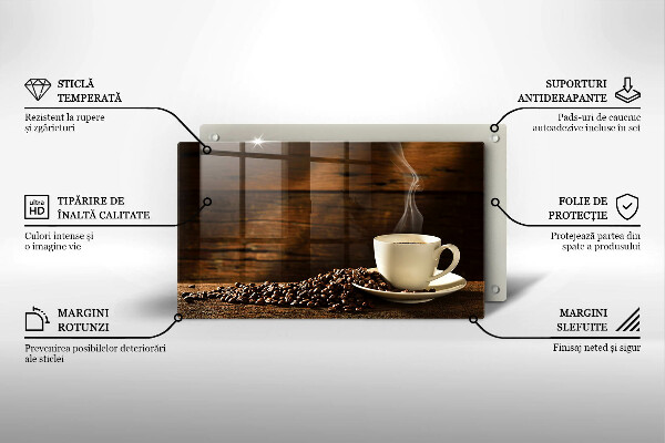 Szklana deska do krojenia Filiżanka kawy drewno