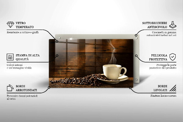 Szklana deska do krojenia Filiżanka kawy drewno