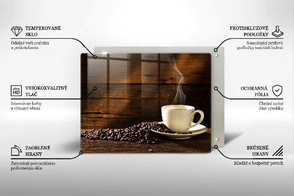 Szklana deska do krojenia Filiżanka kawy drewno