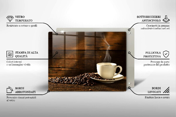 Szklana deska do krojenia Filiżanka kawy drewno