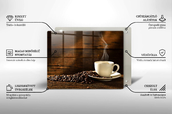 Szklana deska do krojenia Filiżanka kawy drewno