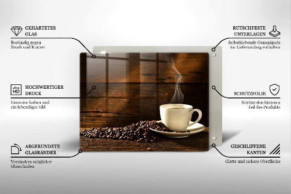 Szklana deska do krojenia Filiżanka kawy drewno