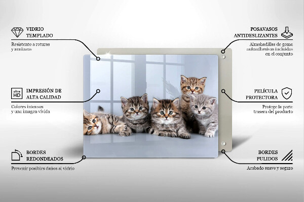 Szklana deska do krojenia Słodkie małe kotki