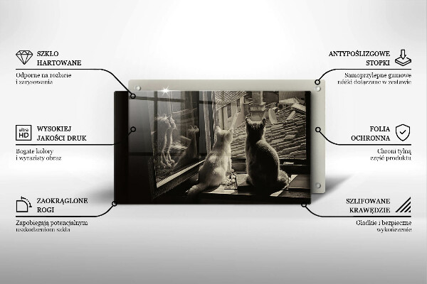 Szklana deska do krojenia Koty miasto i okno