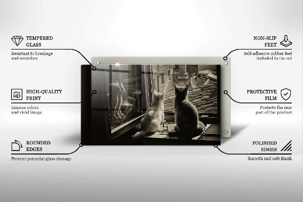 Szklana deska do krojenia Koty miasto i okno