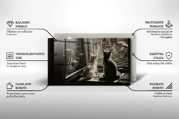 Szklana deska do krojenia Koty miasto i okno