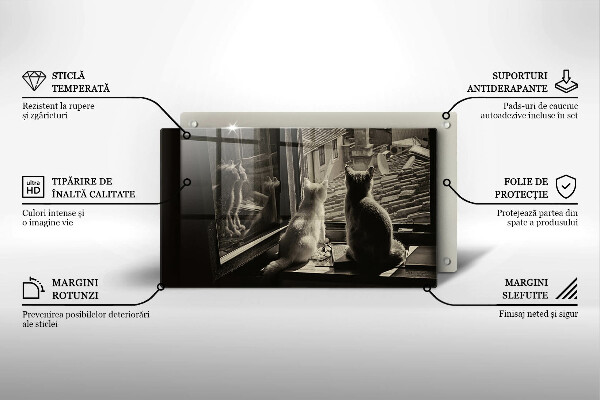 Szklana deska do krojenia Koty miasto i okno