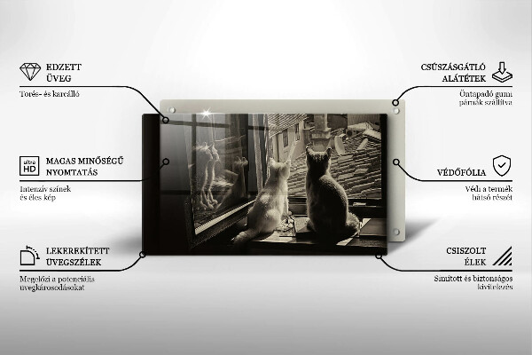 Szklana deska do krojenia Koty miasto i okno