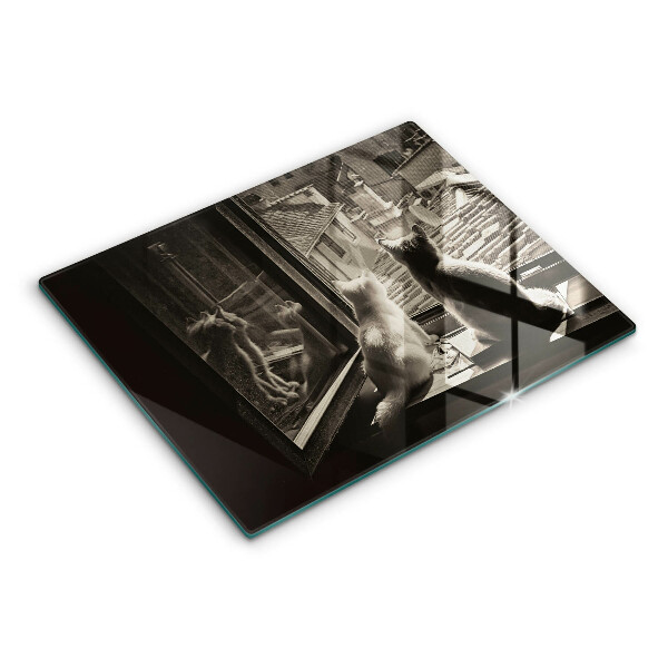 Szklana deska do krojenia Koty miasto i okno