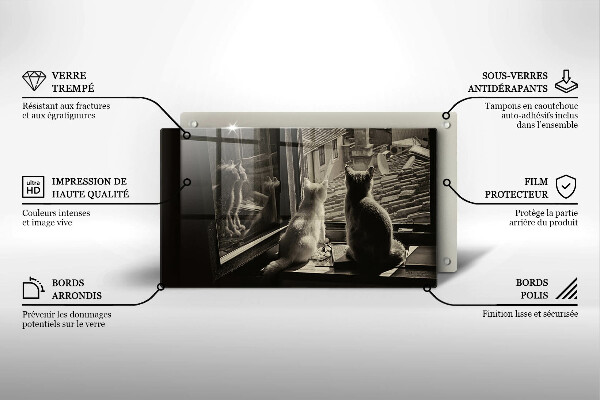 Szklana deska do krojenia Koty miasto i okno