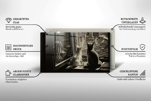 Szklana deska do krojenia Koty miasto i okno