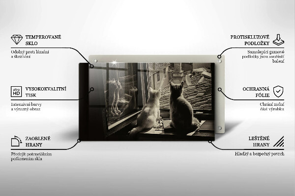 Szklana deska do krojenia Koty miasto i okno