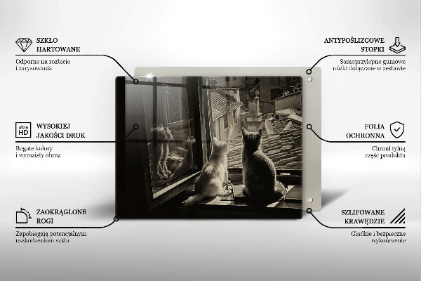 Szklana deska do krojenia Koty miasto i okno