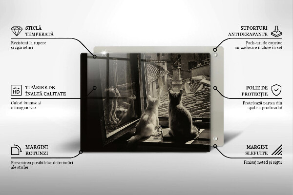 Szklana deska do krojenia Koty miasto i okno