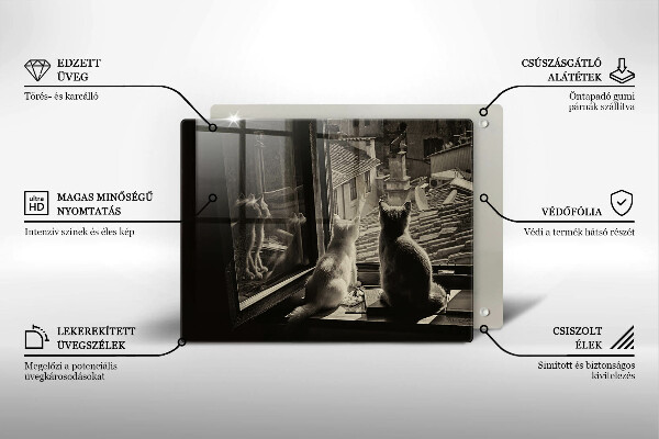 Szklana deska do krojenia Koty miasto i okno