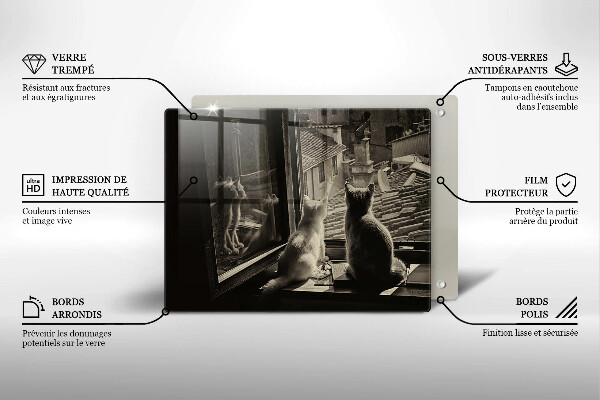 Szklana deska do krojenia Koty miasto i okno