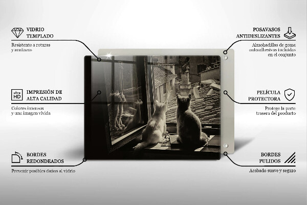 Szklana deska do krojenia Koty miasto i okno