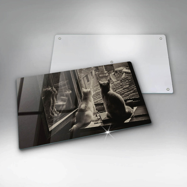 Szklana deska do krojenia Koty miasto i okno