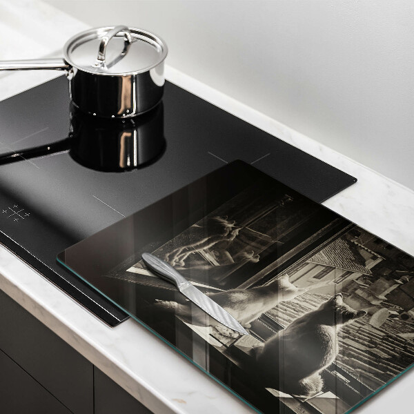 Szklana deska do krojenia Koty miasto i okno