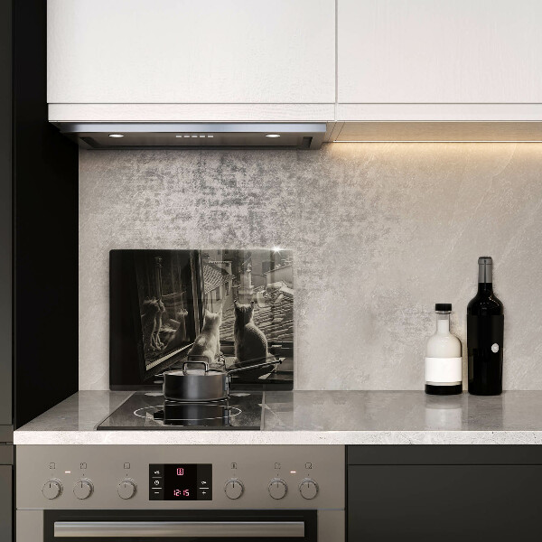 Szklana deska do krojenia Koty miasto i okno