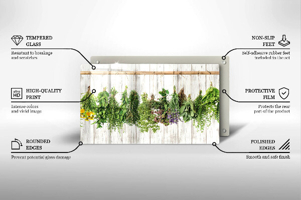 Szklana deska do krojenia Suszone zioła i rośliny