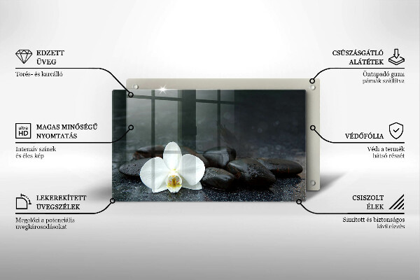 Szklana deska do krojenia Biały kwiat kamienie Zen