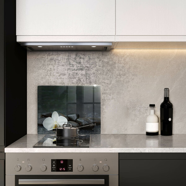 Szklana deska do krojenia Biały kwiat kamienie Zen