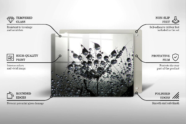 Szklana deska do krojenia Dmuchawce i rosa