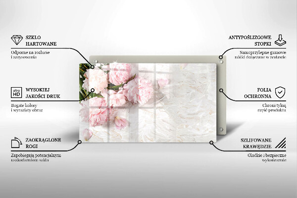 Szklana deska do krojenia Delikatne róże kwiaty