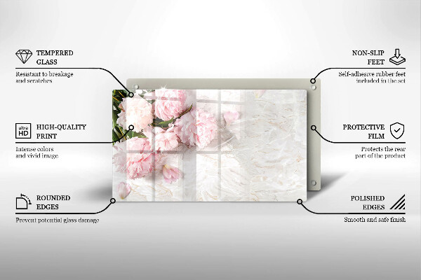 Szklana deska do krojenia Delikatne róże kwiaty