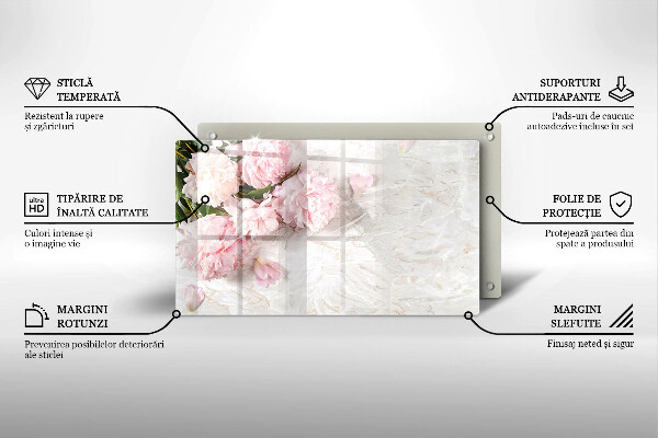 Szklana deska do krojenia Delikatne róże kwiaty