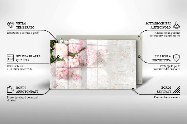 Szklana deska do krojenia Delikatne róże kwiaty