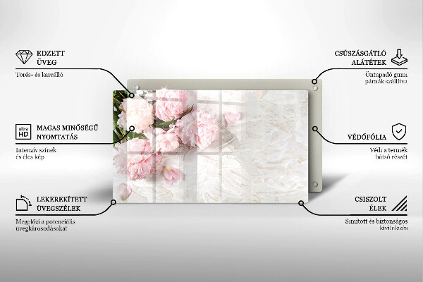 Szklana deska do krojenia Delikatne róże kwiaty