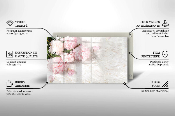 Szklana deska do krojenia Delikatne róże kwiaty