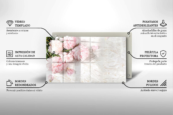 Szklana deska do krojenia Delikatne róże kwiaty