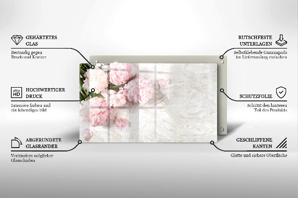 Szklana deska do krojenia Delikatne róże kwiaty