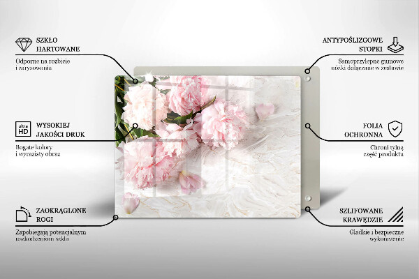 Szklana deska do krojenia Delikatne róże kwiaty