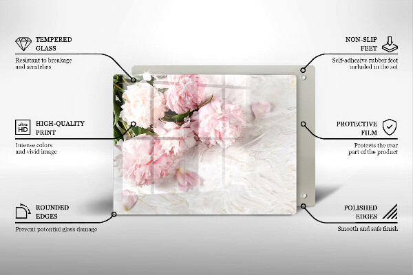 Szklana deska do krojenia Delikatne róże kwiaty