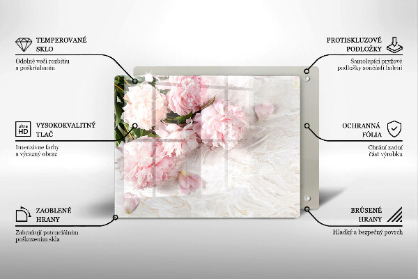 Szklana deska do krojenia Delikatne róże kwiaty