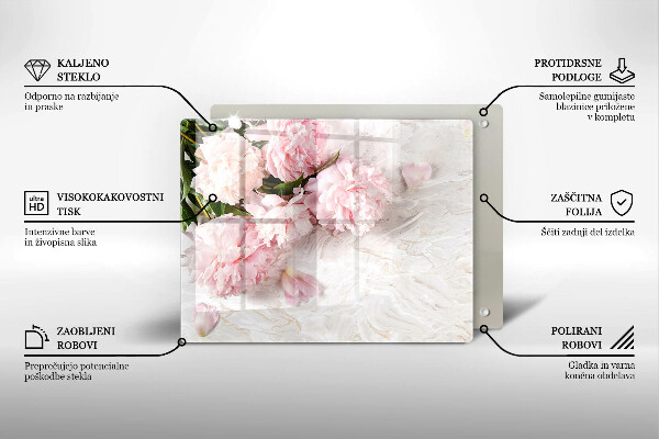 Szklana deska do krojenia Delikatne róże kwiaty