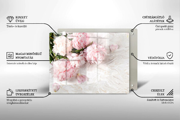 Szklana deska do krojenia Delikatne róże kwiaty