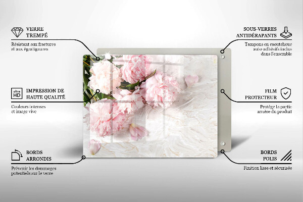 Szklana deska do krojenia Delikatne róże kwiaty