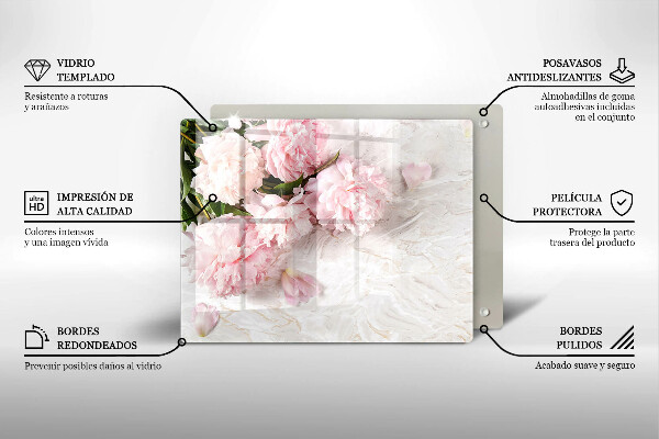 Szklana deska do krojenia Delikatne róże kwiaty