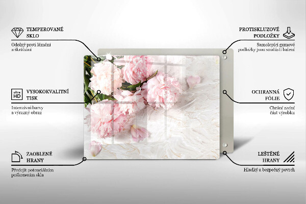 Szklana deska do krojenia Delikatne róże kwiaty