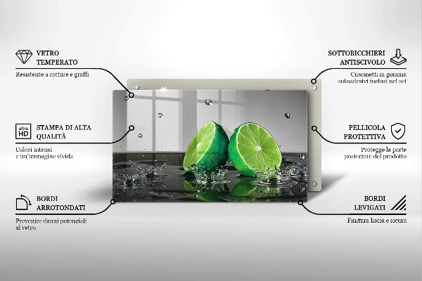 Szklana deska do krojenia Soczyste limonki i woda