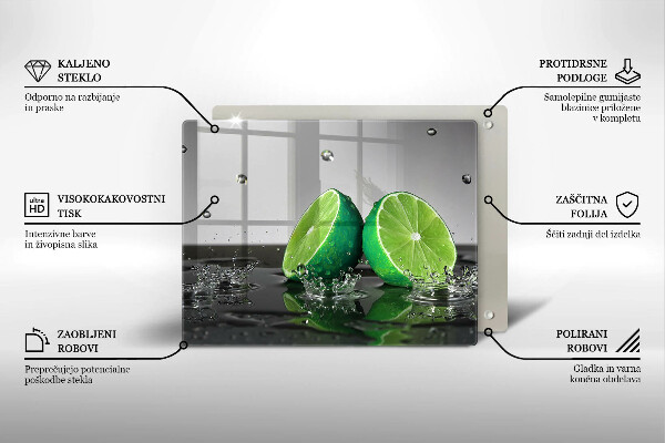 Szklana deska do krojenia Soczyste limonki i woda