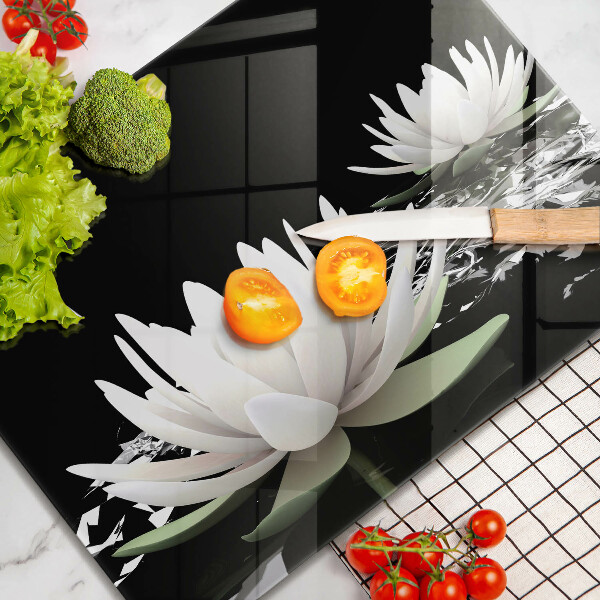 Szklana deska do krojenia Białe lilie na wodzie